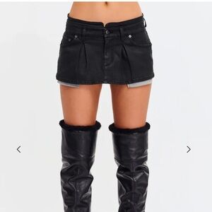 SER.O.YA RILEY WAX COATED BLACK DENIM MINI SKIRT 26 NEW Edgy Grunge Bikercore